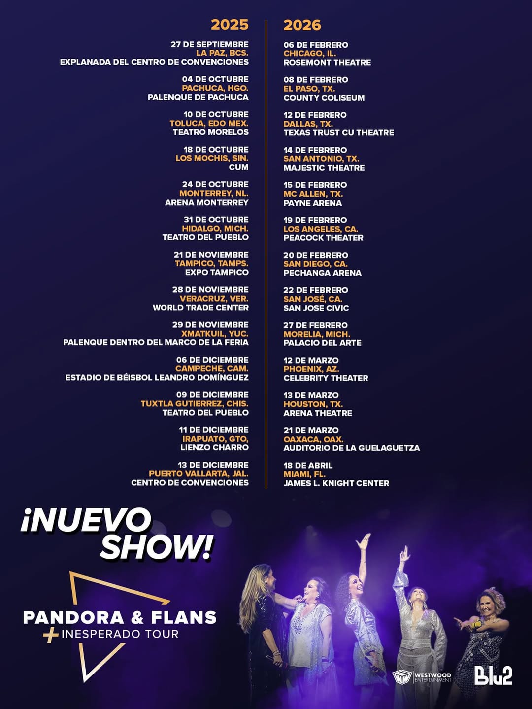 Pandora Mas Inesperado Tour Poster 2026